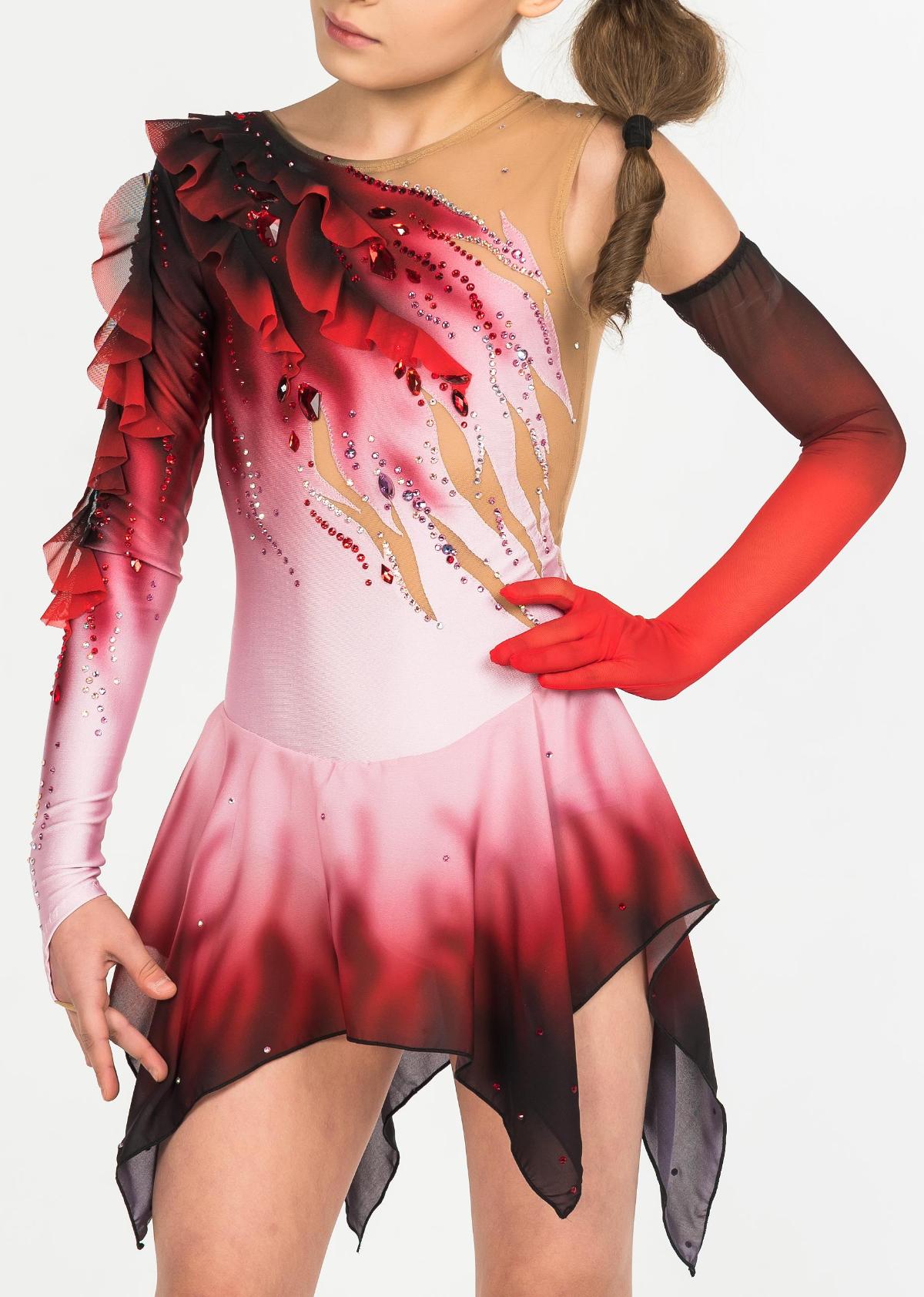 Платье для фигурного катания Багровый цветок