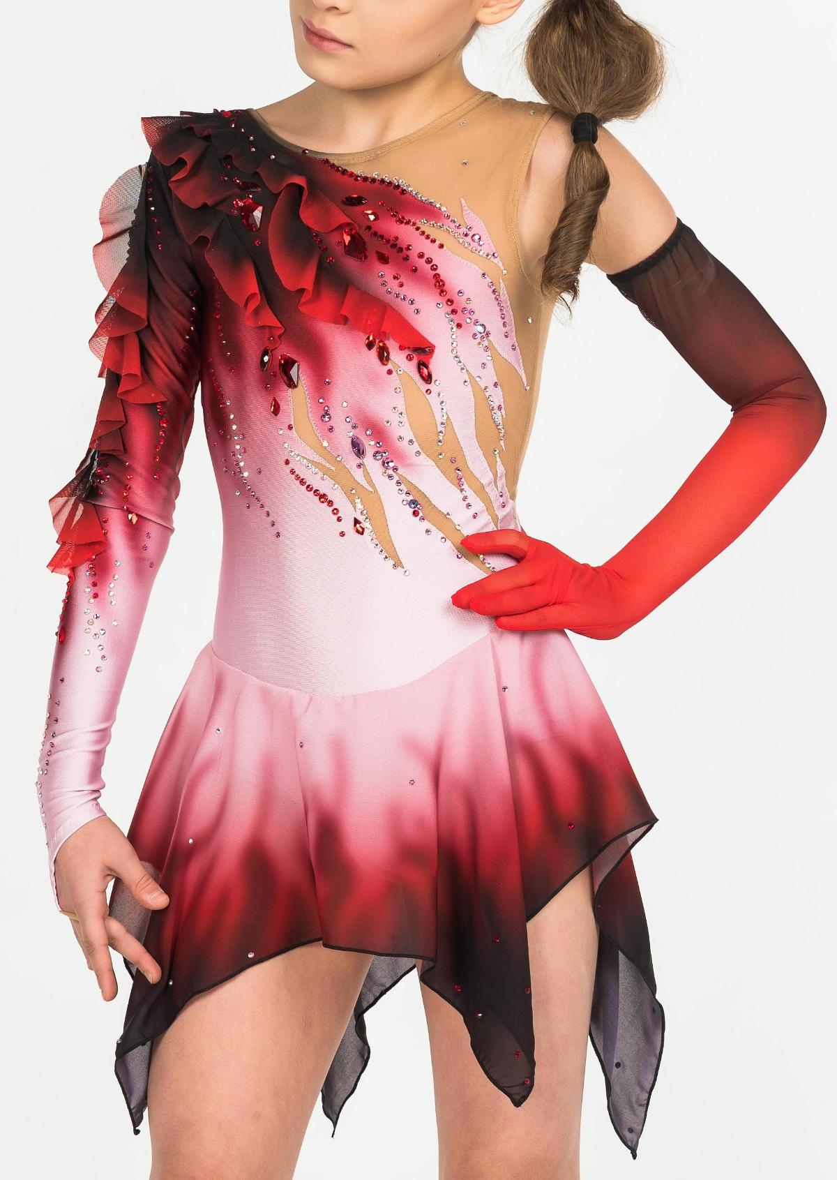 Платье для фигурного катания в наличии Багровый цветок