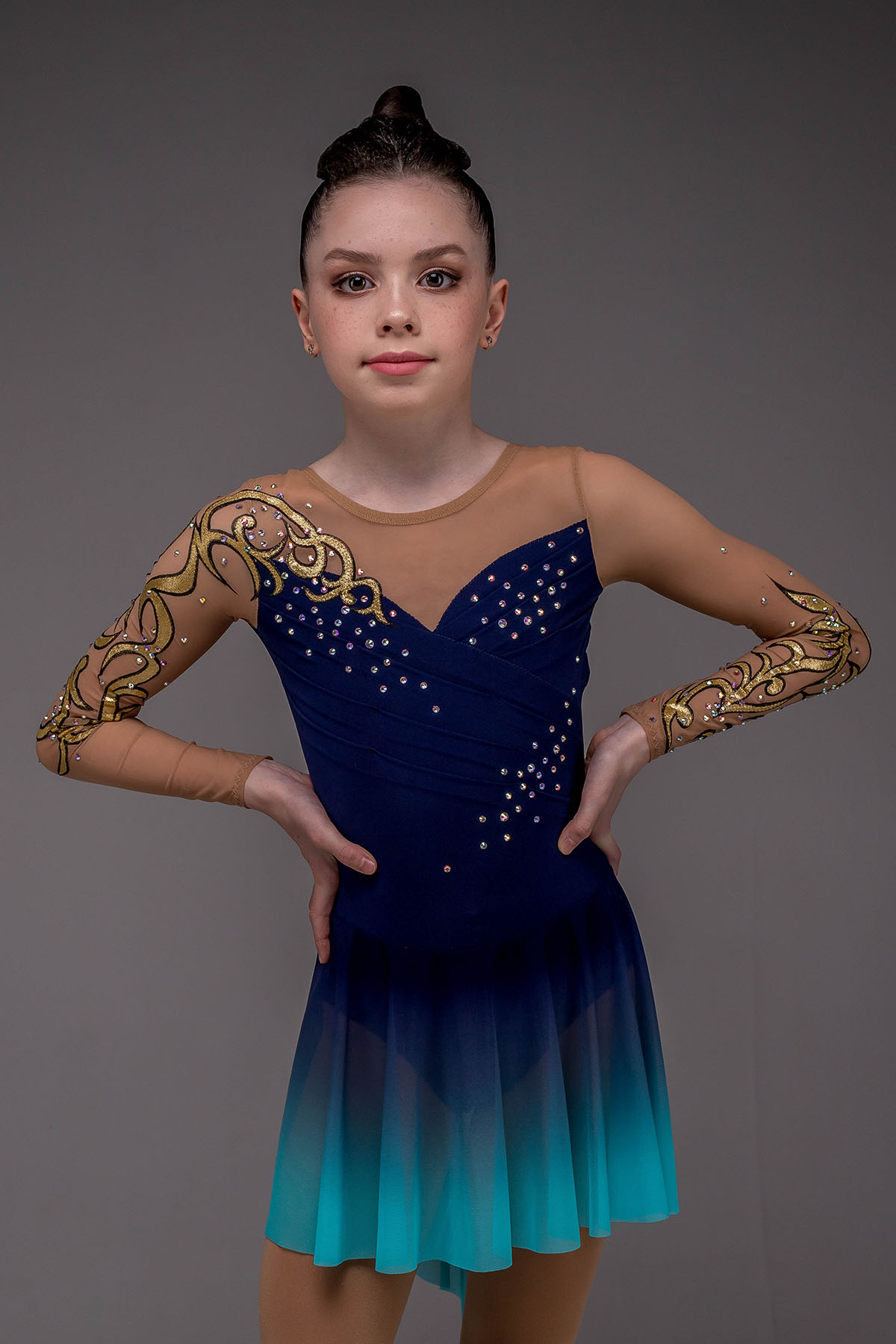 Платье для фигурного катания Селена со стразами