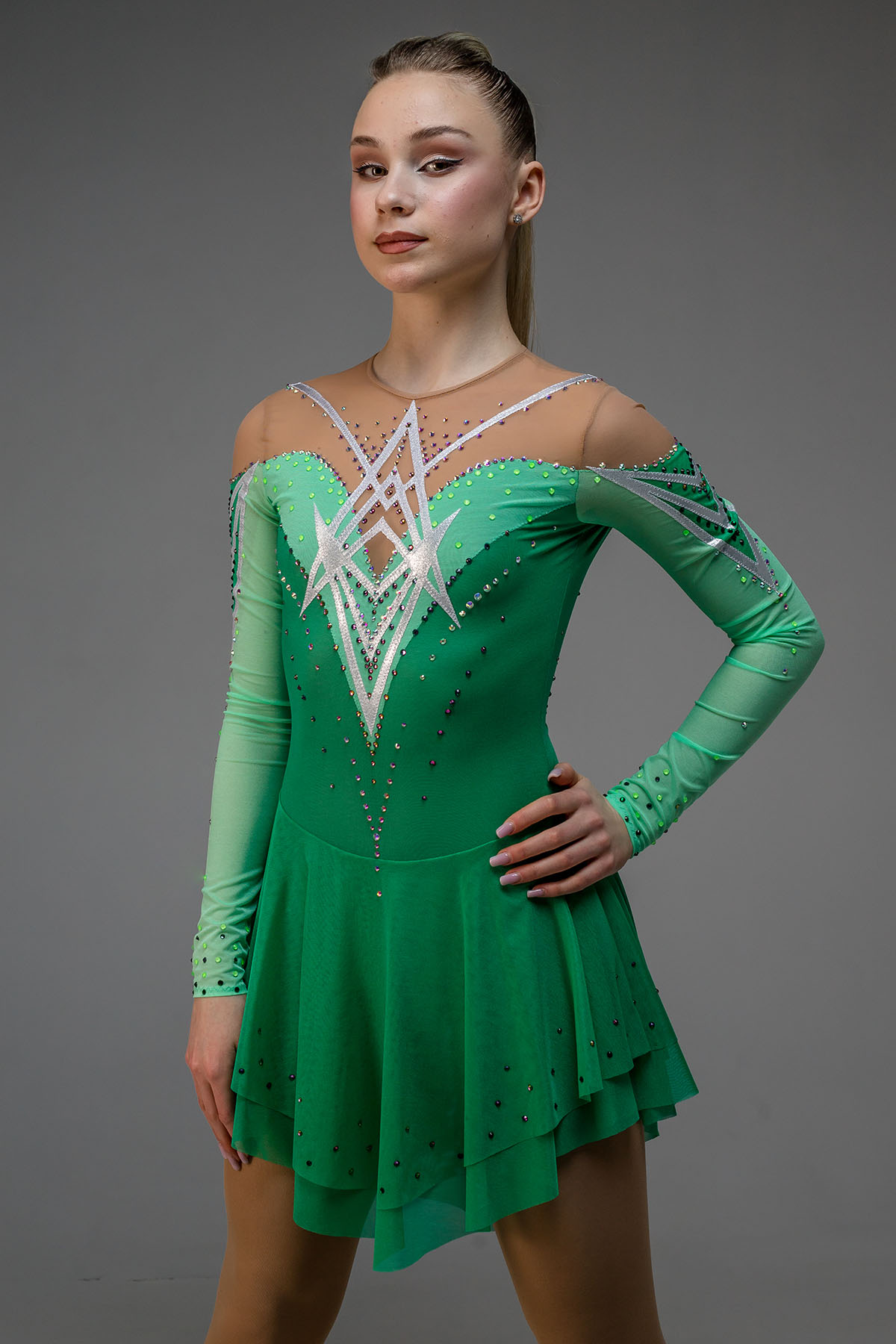 Платье для фигурного катания Замок грез green