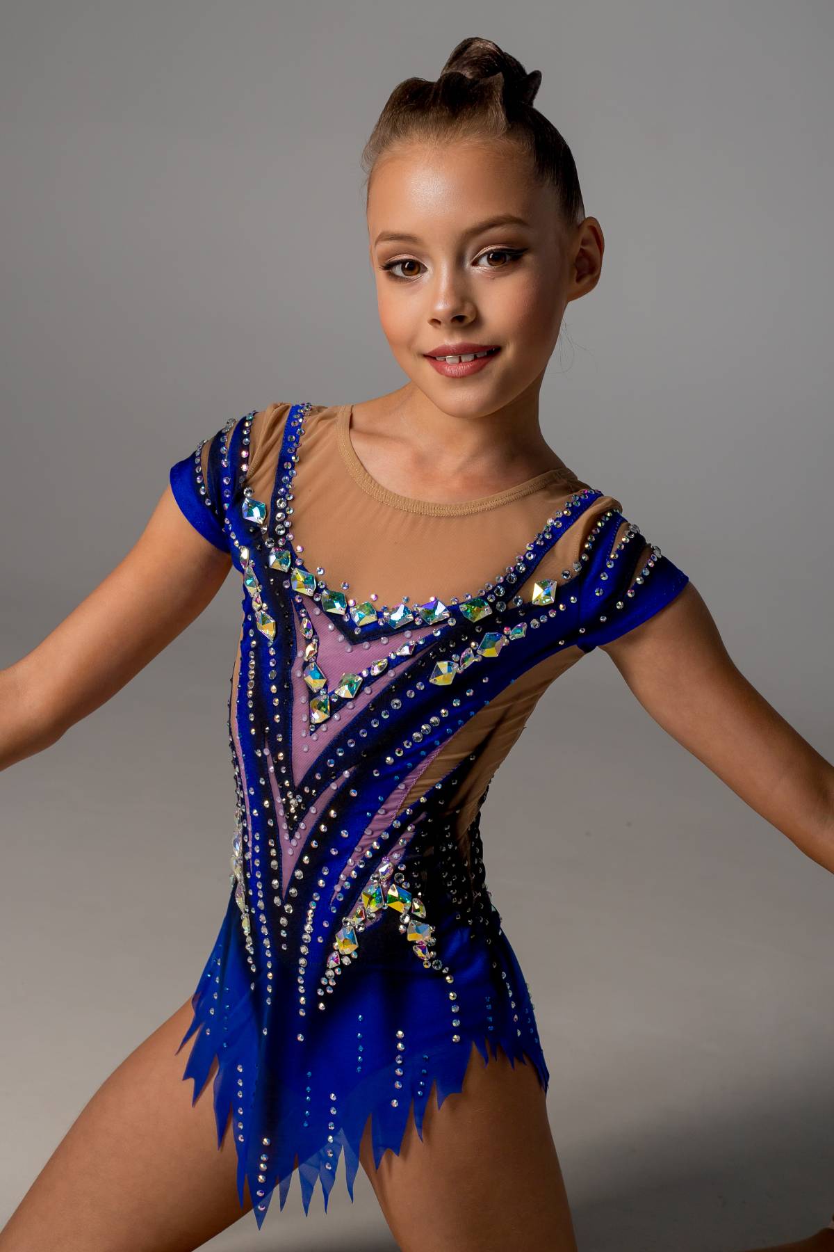 Купальник для художественной гимнастики Небо Тосканы со стразами