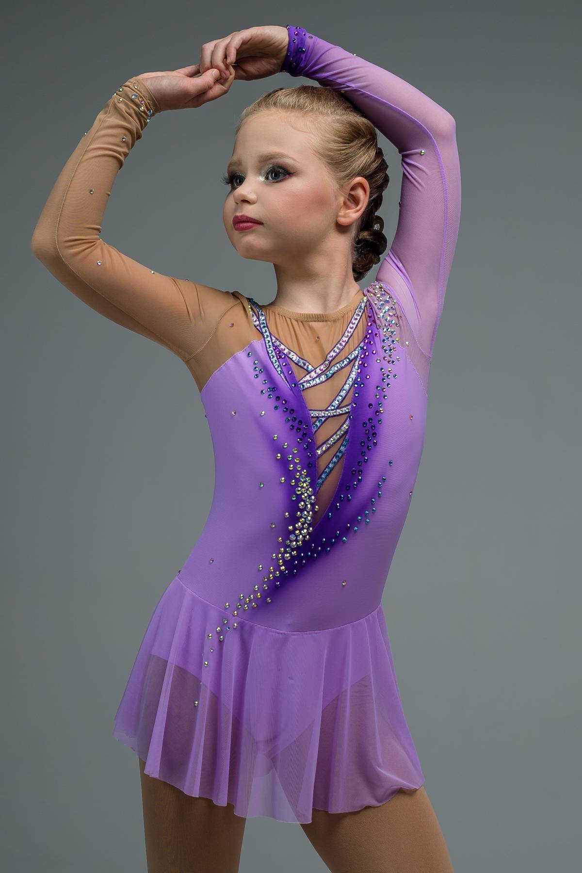 Платье для фигурного катания в наличии Сиреневый шарм