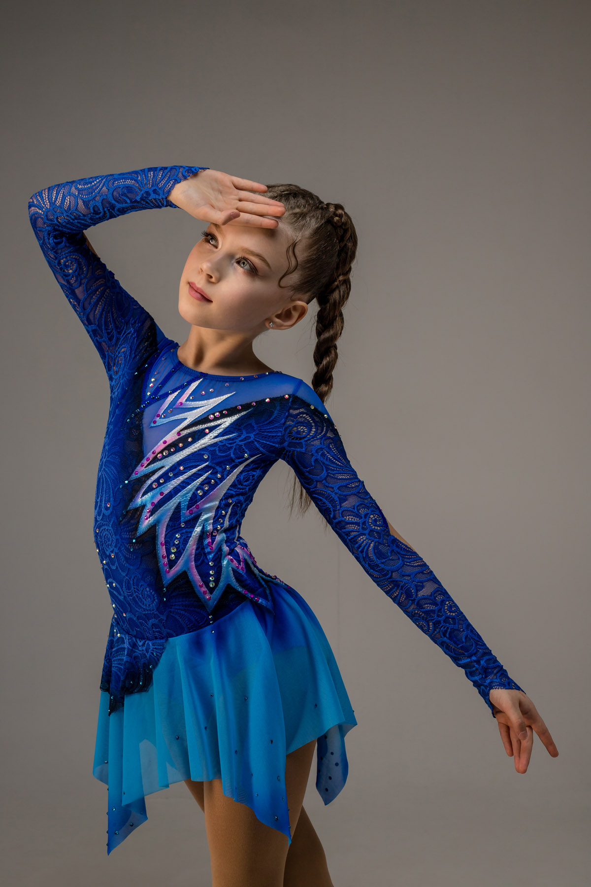 Платье для фигурного катания Полярный ветер со стразами