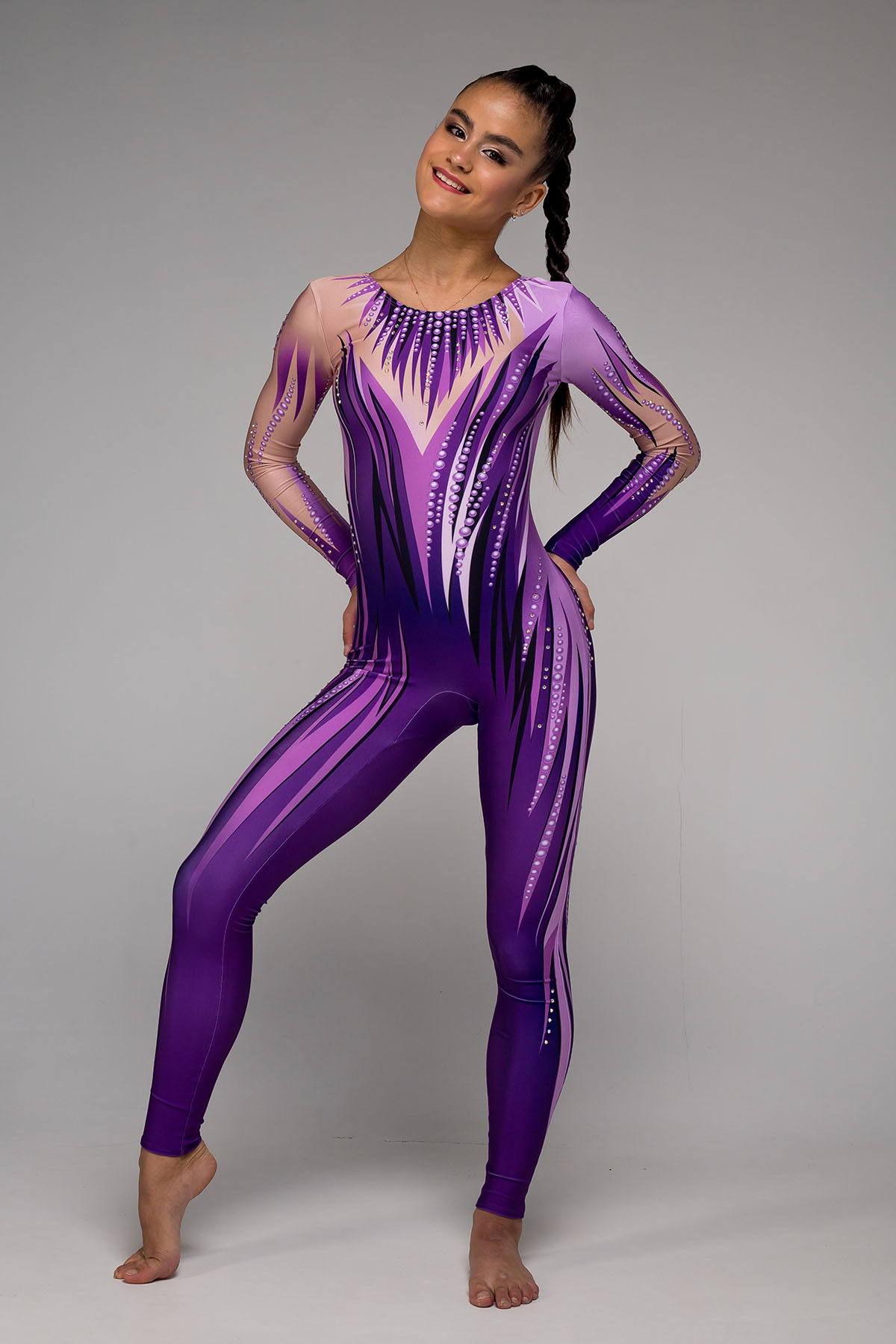 Комбинезон для воздушной гимнастики Лиловая капель