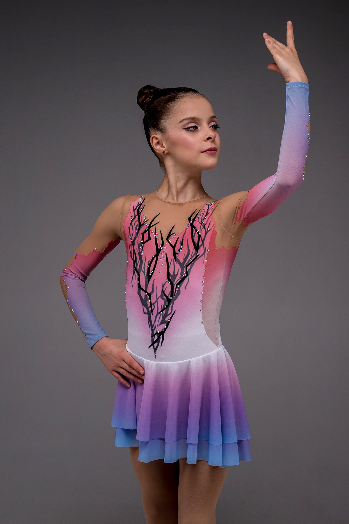 Платье для фигурного катания Меган со стразами