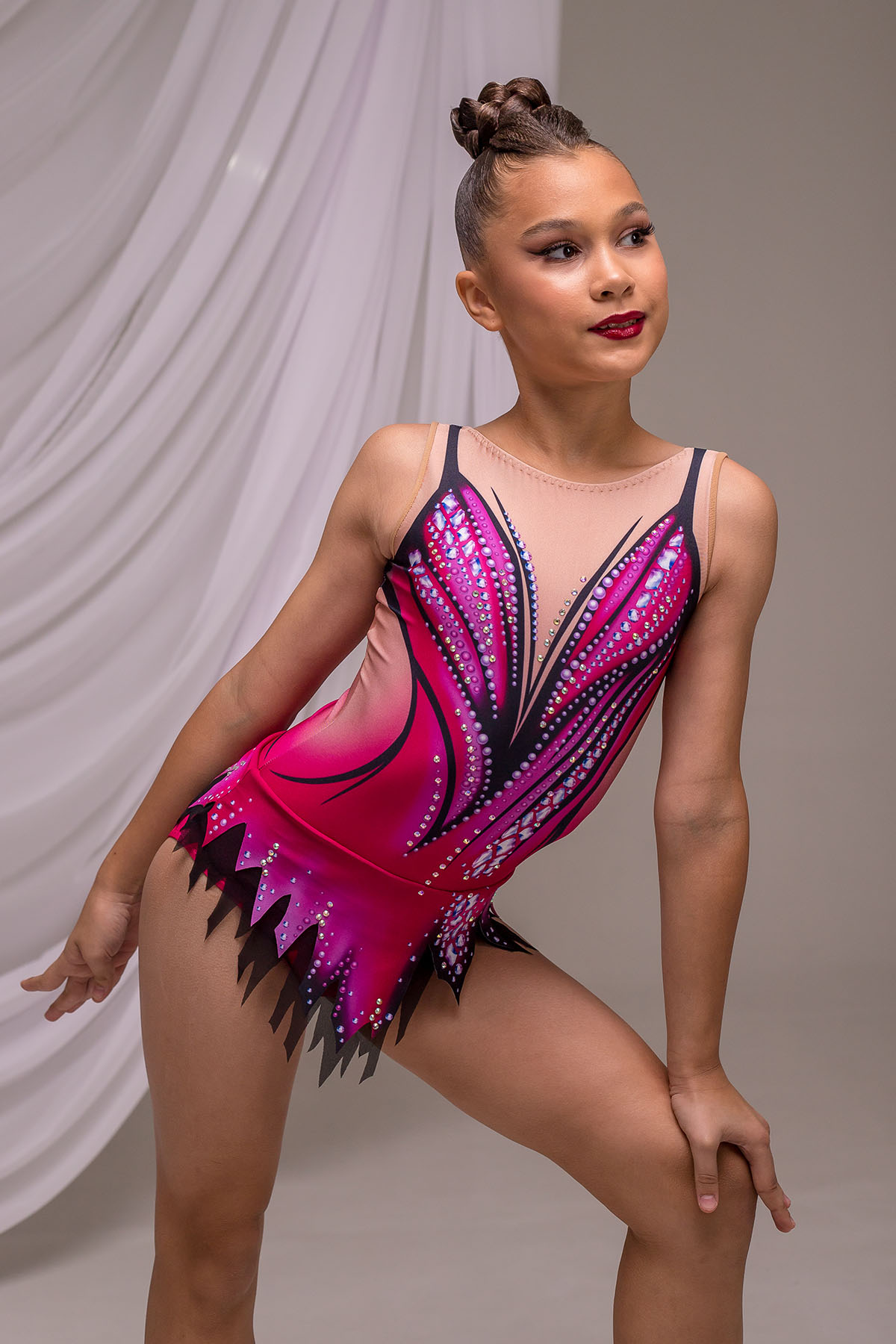 Купальник для художественной гимнастики Крылья бабочки Pink