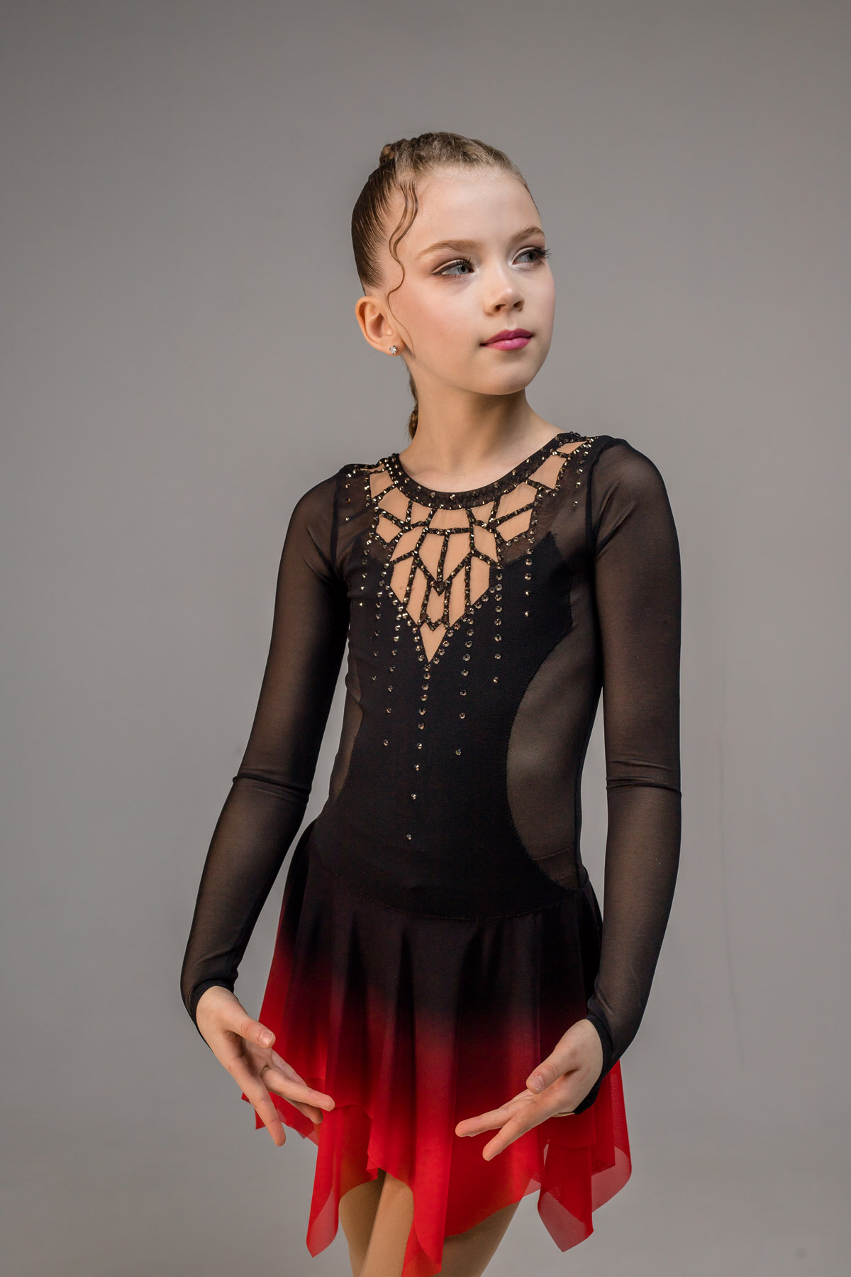 Платье для фигурного катания Эсмеральда со стразами