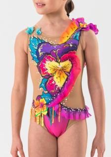 Купальник для художественной гимнастики со стразами в наличии Цветочный калейдоскоп