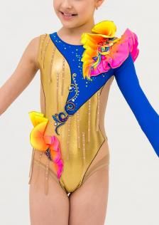 Купальник для художественной гимнастики со стразами в наличии Золотой карнавал