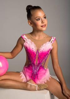 Купальник для художественной гимнастики Розовая жемчужина с юбкой